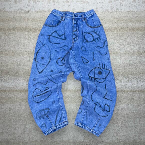 Vintage Y2K Skater Jeans Womens 8 Baggy Tapered Medium Wash Ankle Denim Rap - Picture 2 of 6